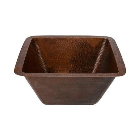 Premier Copper Products Premier Copper Products BS15DB2 15 in. Square Hammered Copper Bar-Prep Sink BS15DB2